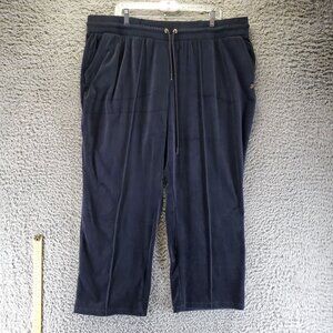 Jones New York Pants Womens 3XL Black Sport Velour Stretch Drawstring Waist